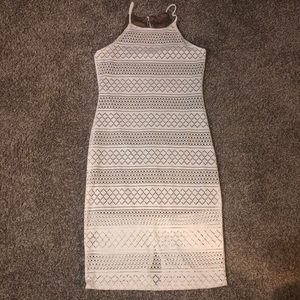 Lace dress with nude lining